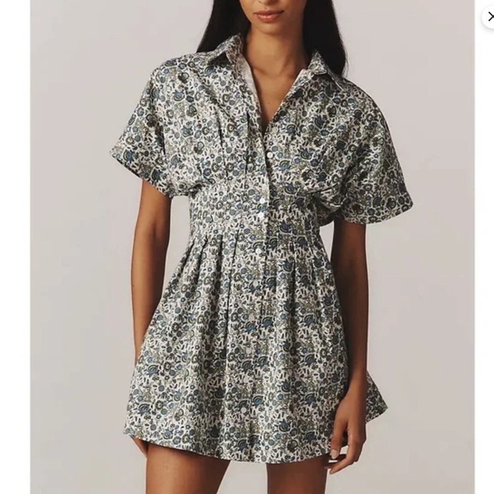 Exquise Tobie Mini Shirt Dress Anthropologie NWT Sz L Sz XL Floral - Picture 3 of 13